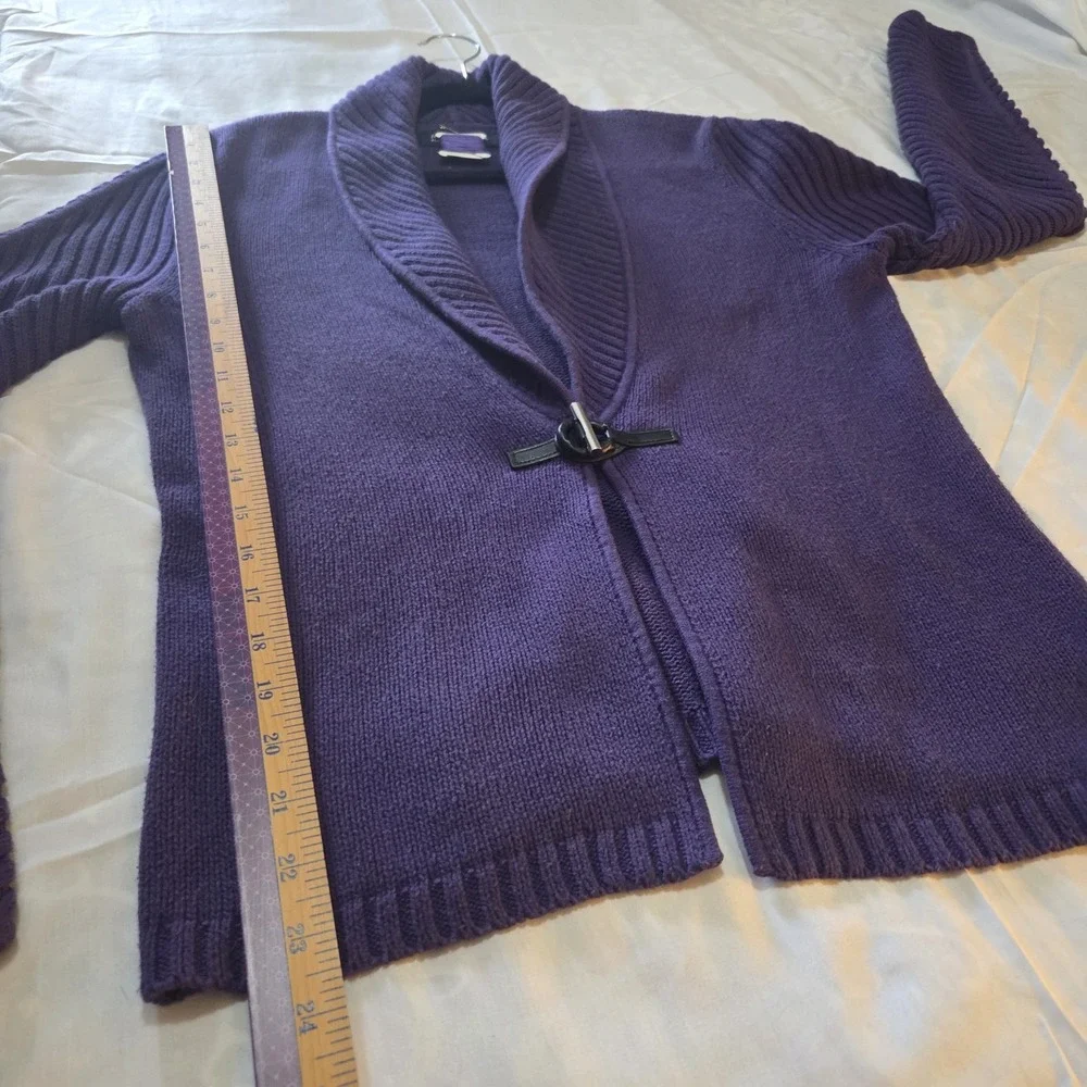 Mindfully Mended S Purple Ribbed Cardigan Sweater Toggle Y2K Style Jones NY